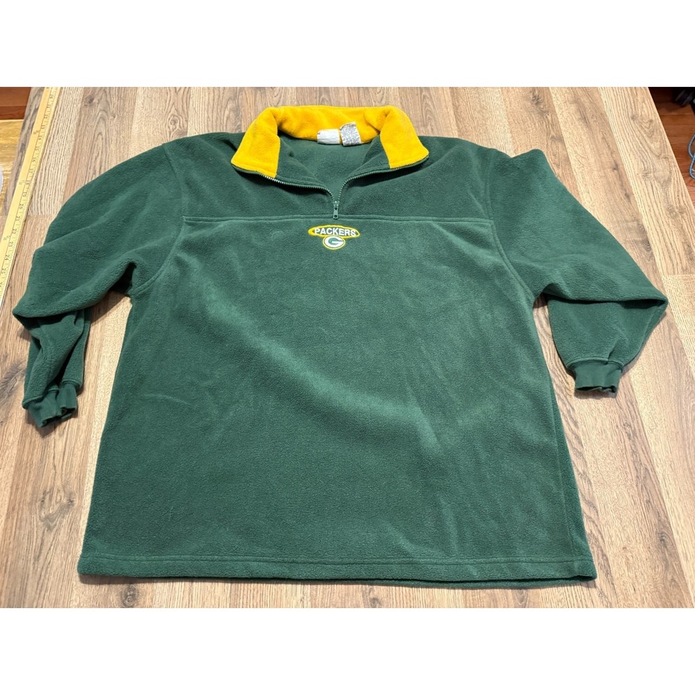 The Edge Sweater Men's XL Green Yellow Green Bay Packers Pullover 1/4 Zip Fleece